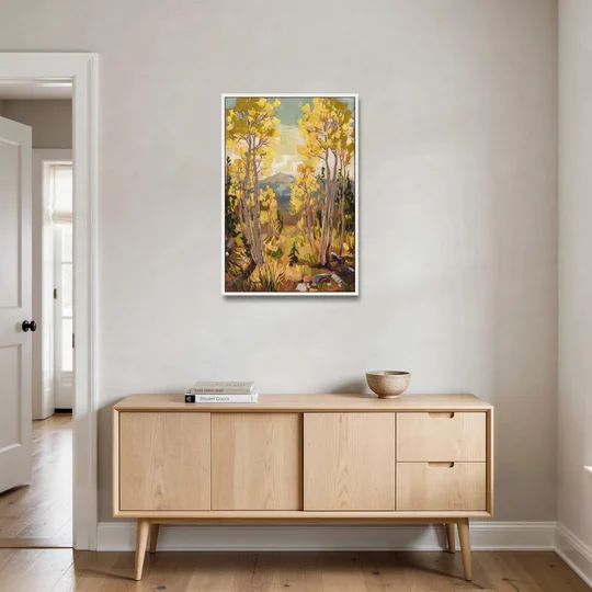 Breckenridge Aspen Forest - White Framed Canvas Wall Art - Coffee Table - 24x36