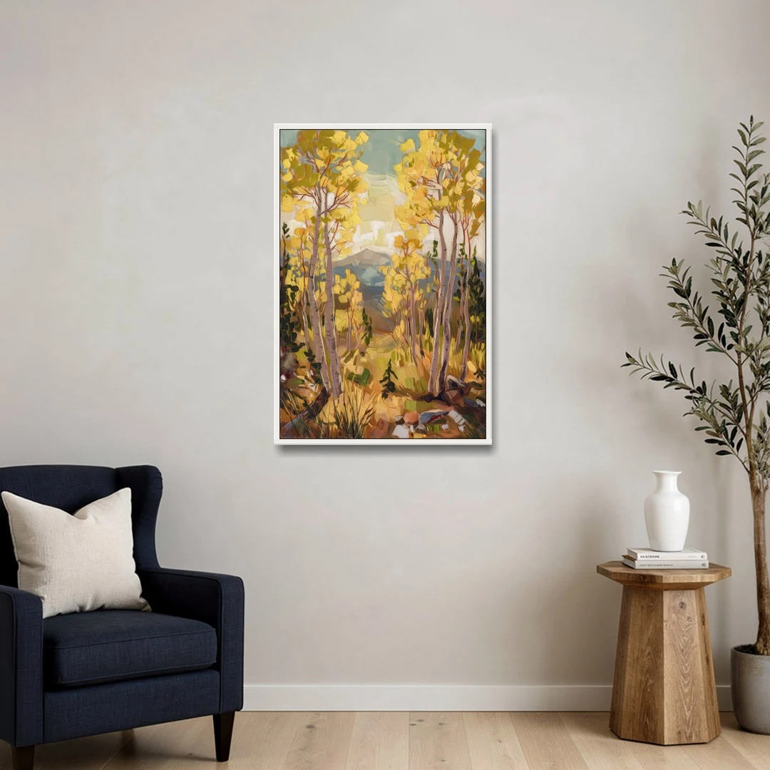 Breckenridge Aspen Forest - White Framed Canvas Wall Art - Sofa - 24x36