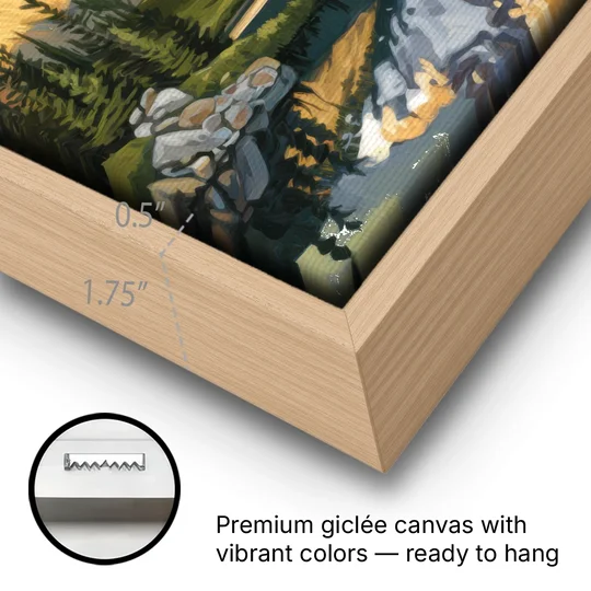 Breckenridge Colorado Rockies - Oak Framed Canvas Wall Art - Gallery Wrap Corner