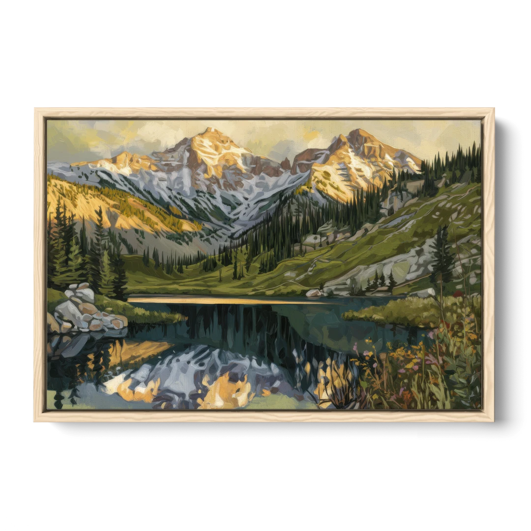 Breckenridge Colorado Rockies - Oak Framed Canvas Wall Art - Front