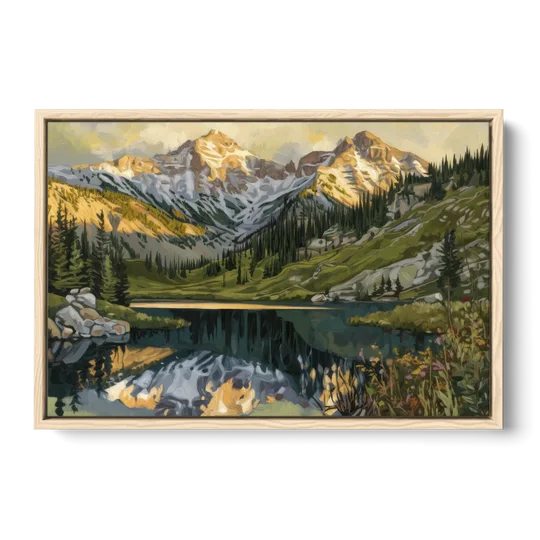 Breckenridge Colorado Rockies - Oak Framed Canvas Wall Art - Front