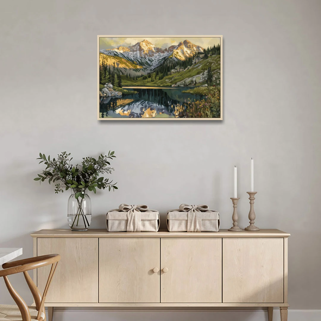Breckenridge Colorado Rockies - Oak Framed Canvas Wall Art - Coffee Table - 36x24