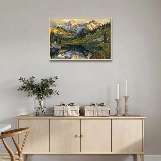 Breckenridge Colorado Rockies - Oak Framed Canvas Wall Art - Coffee Table - 36x24
