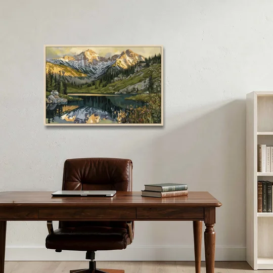 Breckenridge Colorado Rockies - Oak Framed Canvas Wall Art - Office - 36x24