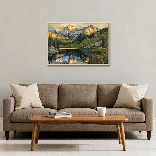 Breckenridge Colorado Rockies - Oak Framed Canvas Wall Art - Sofa - 36x24
