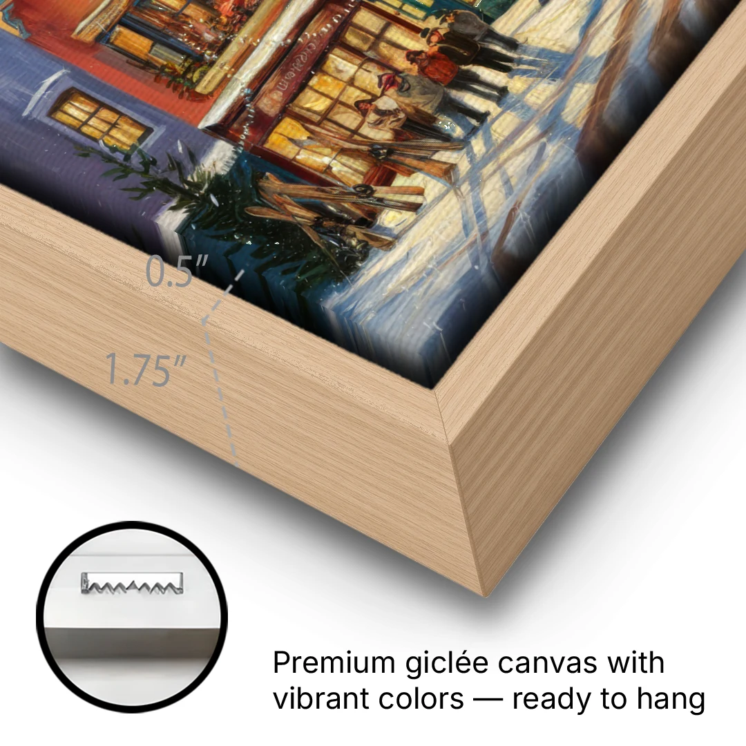 Breckenridge Historic Downtown - Oak Framed Canvas Wall Art - Gallery Wrap Corner