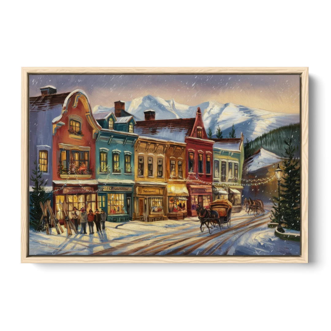 Breckenridge Historic Downtown - Oak Framed Canvas Wall Art - Front