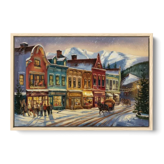 Breckenridge Historic Downtown - Oak Framed Canvas Wall Art - Front