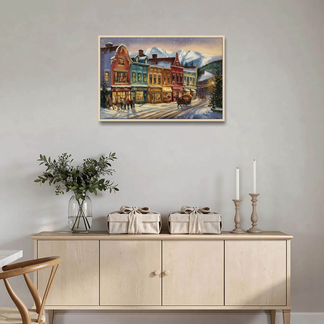 Breckenridge Historic Downtown - Oak Framed Canvas Wall Art - Coffee Table - 36x24