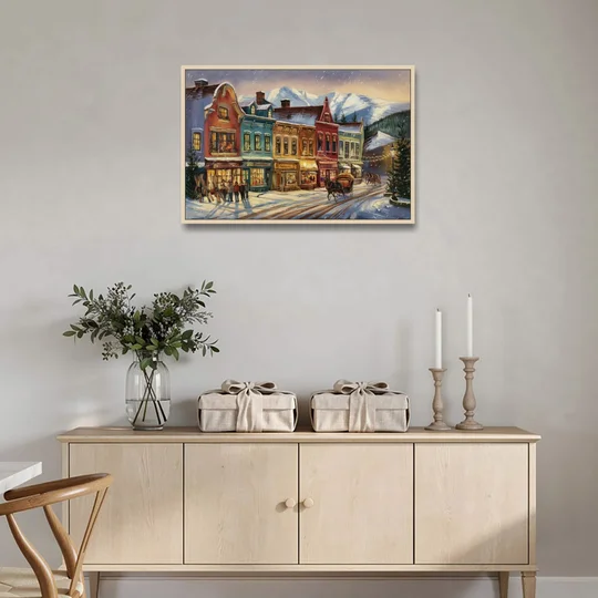 Breckenridge Historic Downtown - Oak Framed Canvas Wall Art - Coffee Table - 36x24
