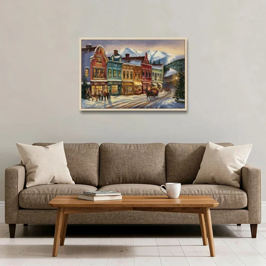 Breckenridge Historic Downtown - Oak Framed Canvas Wall Art - Sofa - 36x24