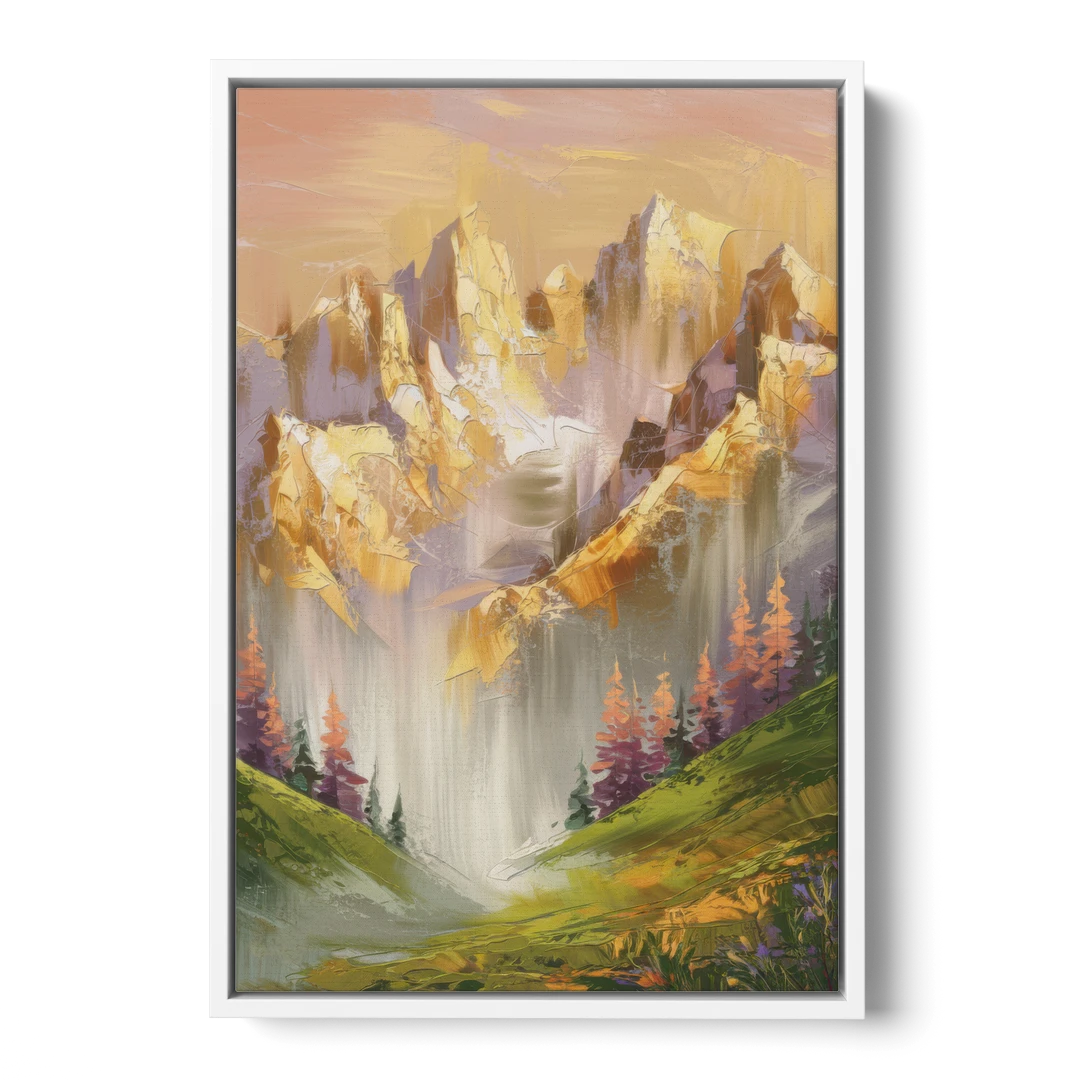 Breckenridge Mountain Sunrise - White Framed Canvas Wall Art - Front