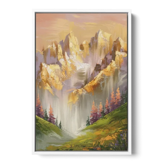 Breckenridge Mountain Sunrise - White Framed Canvas Wall Art - Front