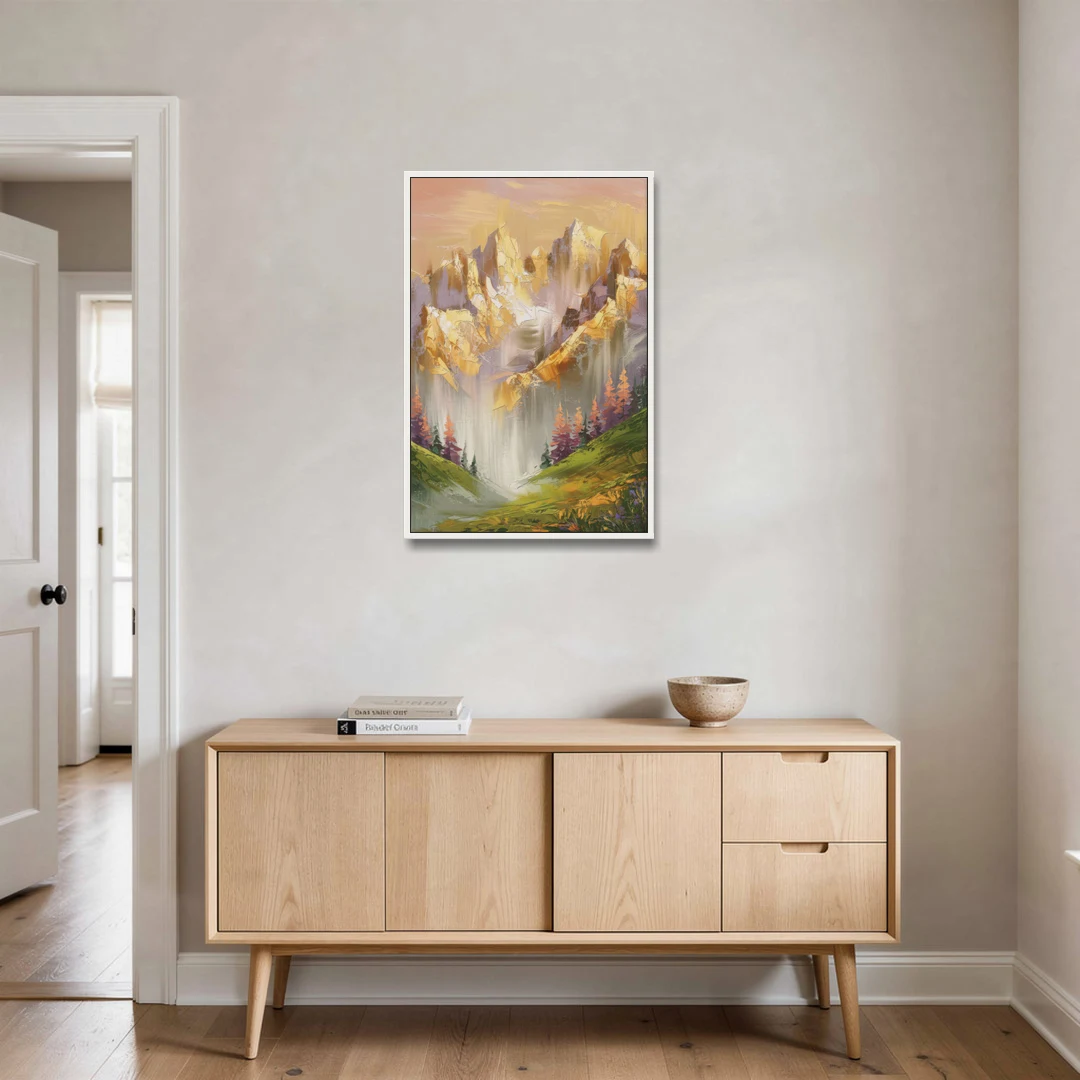 Breckenridge Mountain Sunrise - White Framed Canvas Wall Art - Coffee Table - 24x36