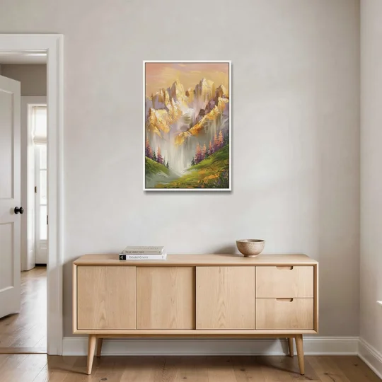 Breckenridge Mountain Sunrise - White Framed Canvas Wall Art - Coffee Table - 24x36