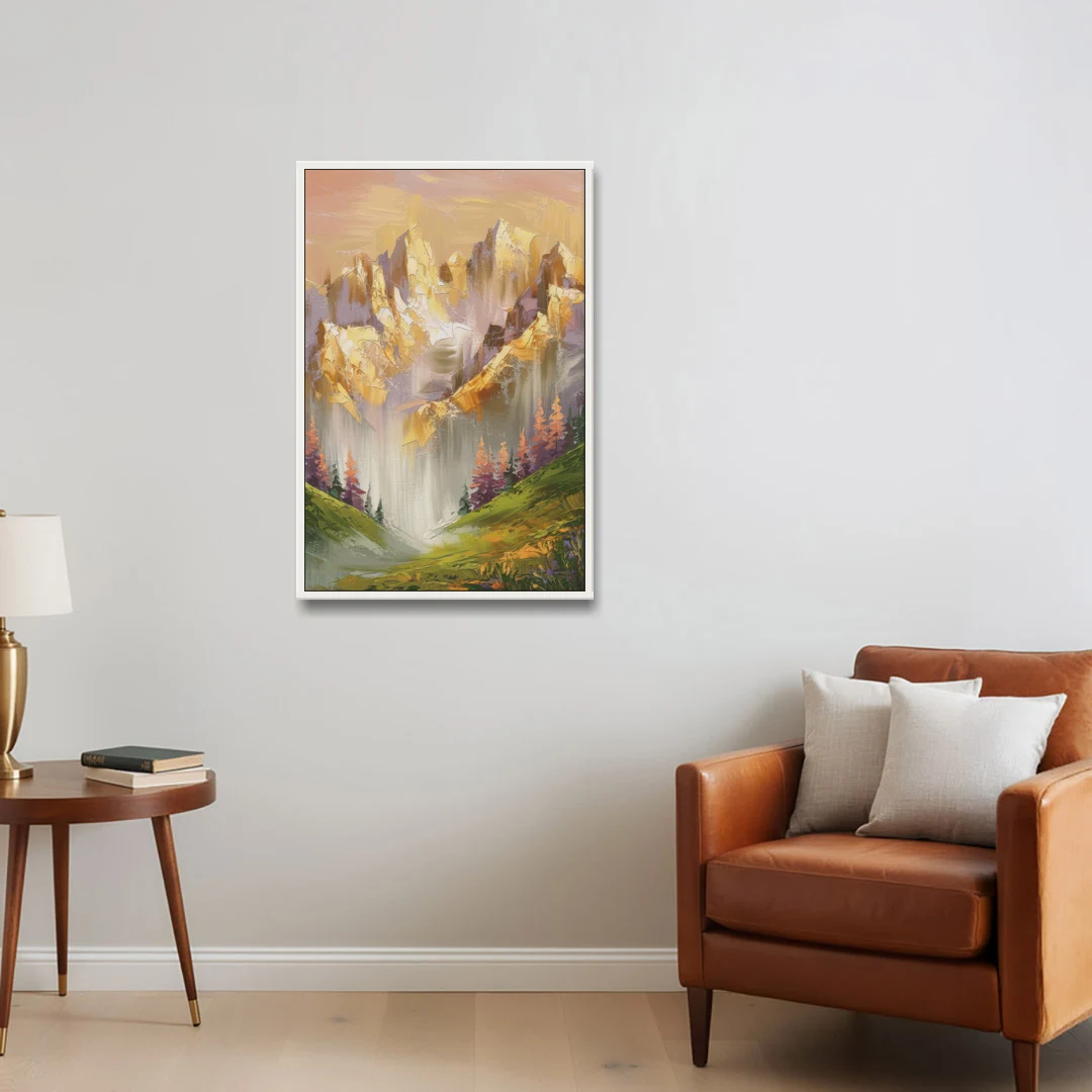 Breckenridge Mountain Sunrise - White Framed Canvas Wall Art - Sofa - 24x36