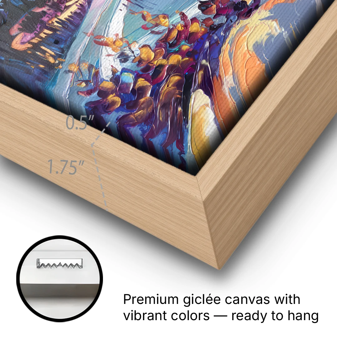 Breckenridge Scenic Trails - Oak Framed Canvas Wall Art - Gallery Wrap Corner