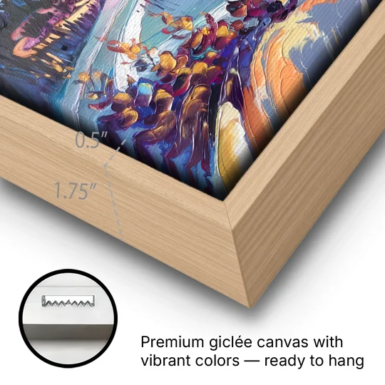 Breckenridge Scenic Trails - Oak Framed Canvas Wall Art - Gallery Wrap Corner