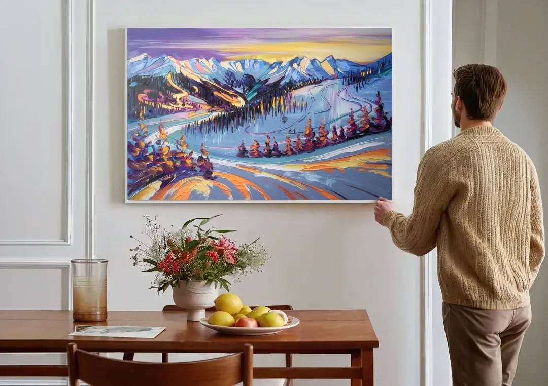 Breckenridge Scenic Trails canvas wall art above a dining table