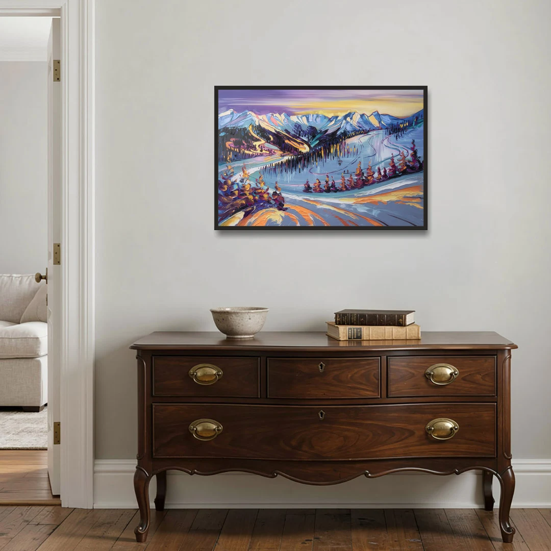 Breckenridge Scenic Trails - Black Framed Canvas Wall Art - Coffee Table - 36x24