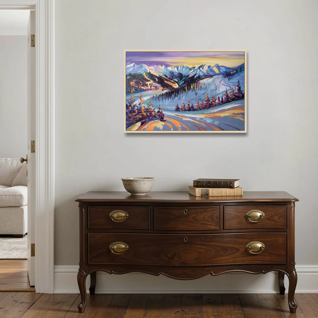 Breckenridge Scenic Trails - Oak Framed Canvas Wall Art - Coffee Table - 36x24