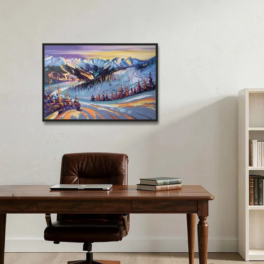 Breckenridge Scenic Trails - Black Framed Canvas Wall Art - Office - 36x24