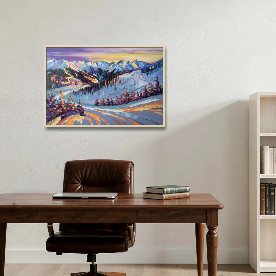 Breckenridge Scenic Trails - Oak Framed Canvas Wall Art - Office - 36x24