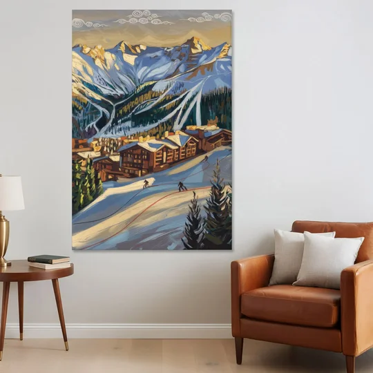 Breckenridge Ski Resort Panorama - Canvas Wall Art - Sofa - 40x60