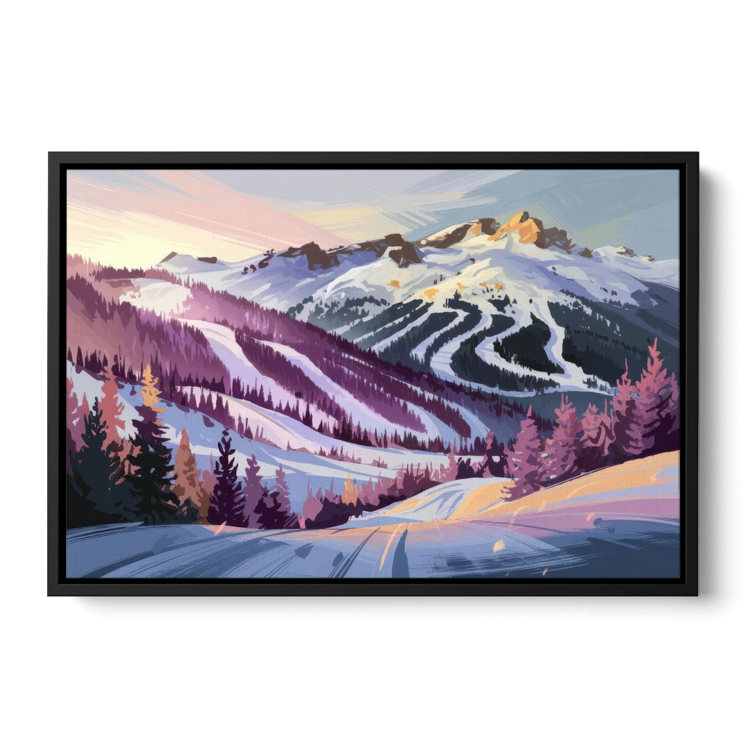 Breckenridge Snowy Peaks - Black Framed Canvas Wall Art - Front
