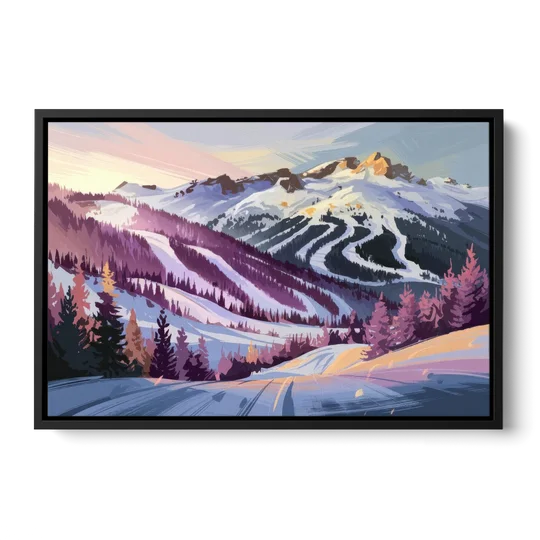Breckenridge Snowy Peaks - Black Framed Canvas Wall Art - Front