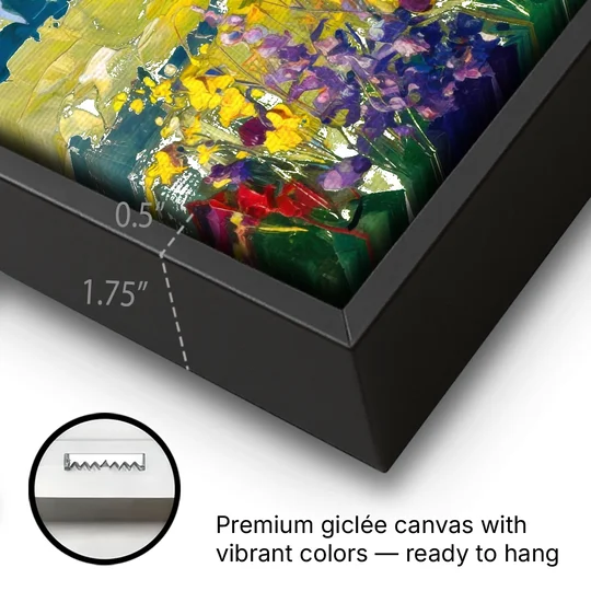 Breckenridge Summer Wildflowers - Black Framed Canvas Wall Art - Gallery Wrap Corner