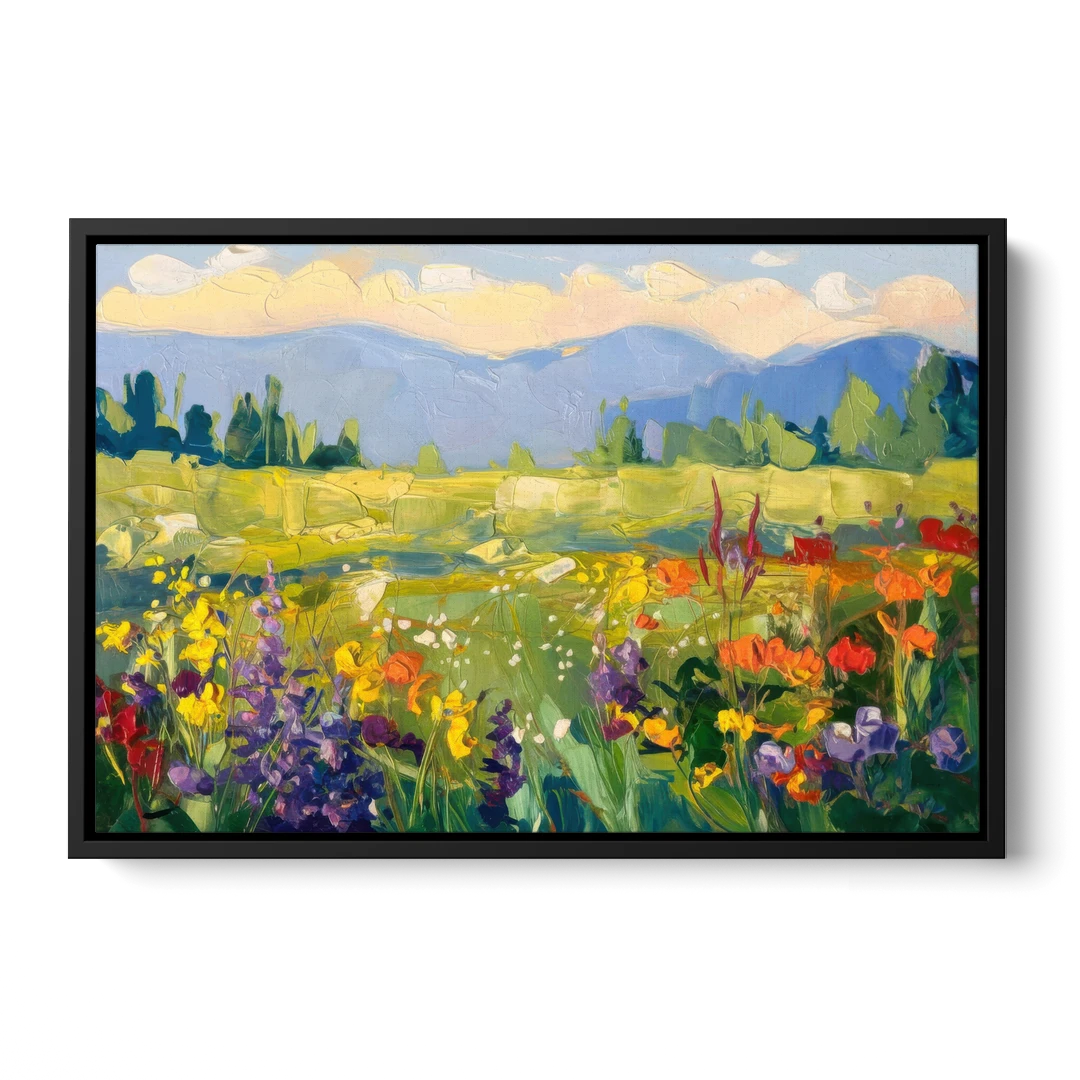 Breckenridge Summer Wildflowers - Black Framed Canvas Wall Art - Front