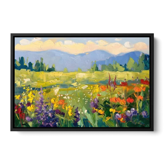 Breckenridge Summer Wildflowers - Black Framed Canvas Wall Art - Front