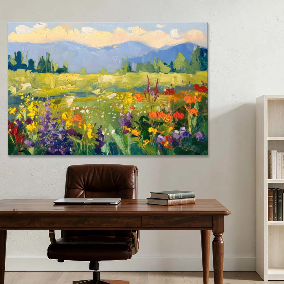 Breckenridge Summer Wildflowers - Canvas Wall Art - Office - 60x40