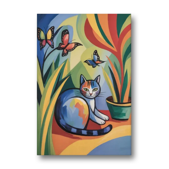 Breezy Cat Garden - Canvas Wall Art - Front