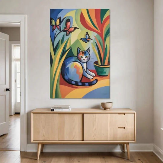 Breezy Cat Garden - Canvas Wall Art - Coffee Table - 40x60