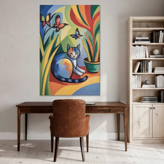 Breezy Cat Garden - Canvas Wall Art - Office - 40x60