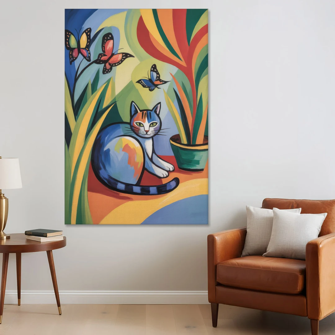 Breezy Cat Garden - Canvas Wall Art - Sofa - 40x60