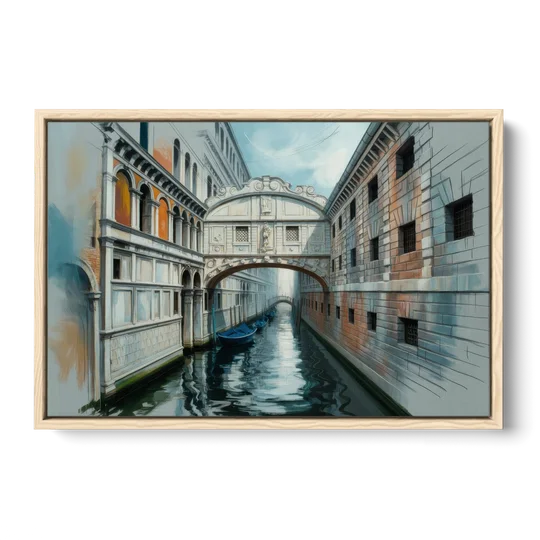 Bridge of Sighs Whisper - Oak Framed Canvas Wall Art - Front