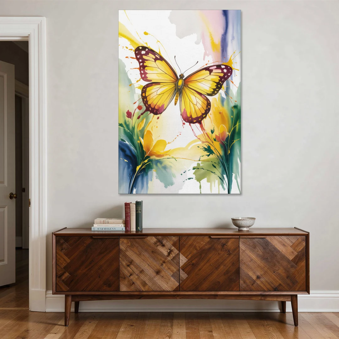 Bright Yellow Butterfly - Canvas Wall Art - Coffee Table - 40x60