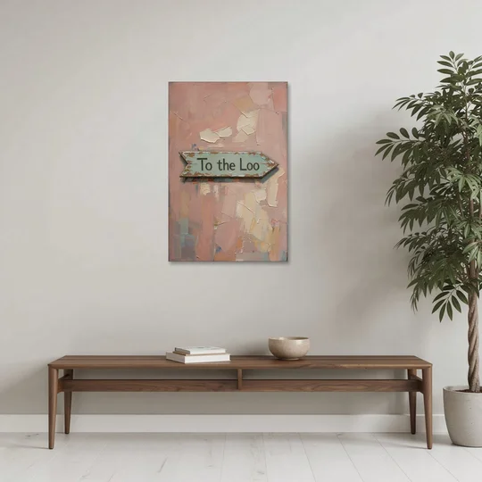 British Bathroom Decor with a Weathered Loo Arrow - Canvas Wall Art - Coffee Table - 24x36