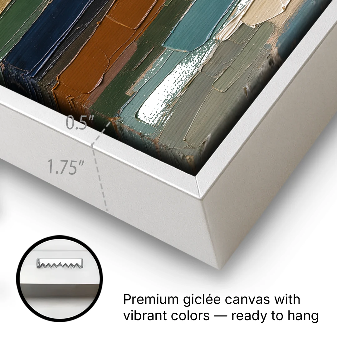 Brown Abstract Wall Art of Weathered Strata - White Framed Canvas Wall Art - Gallery Wrap Corner