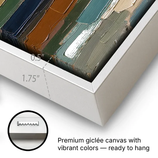 Brown Abstract Wall Art of Weathered Strata - White Framed Canvas Wall Art - Gallery Wrap Corner