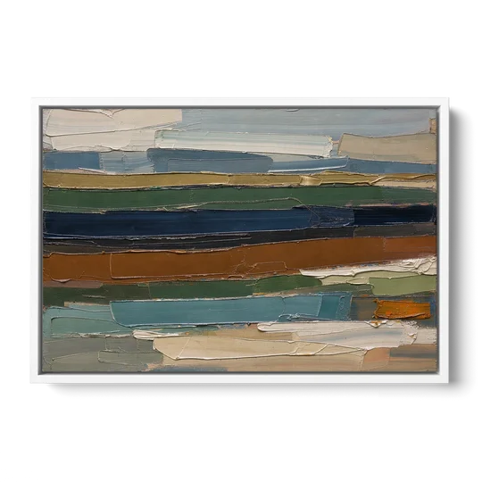 Brown Abstract Wall Art of Weathered Strata - White Framed Canvas Wall Art - Front