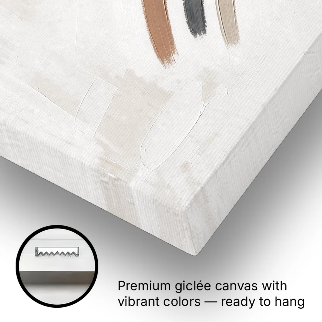 Brushstroke Wall Art Trio on Chalk White - Canvas Wall Art - Gallery Wrap Corner