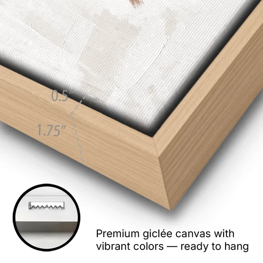 Brushstroke Wall Art Trio on Chalk White - Oak Framed Canvas Wall Art - Gallery Wrap Corner