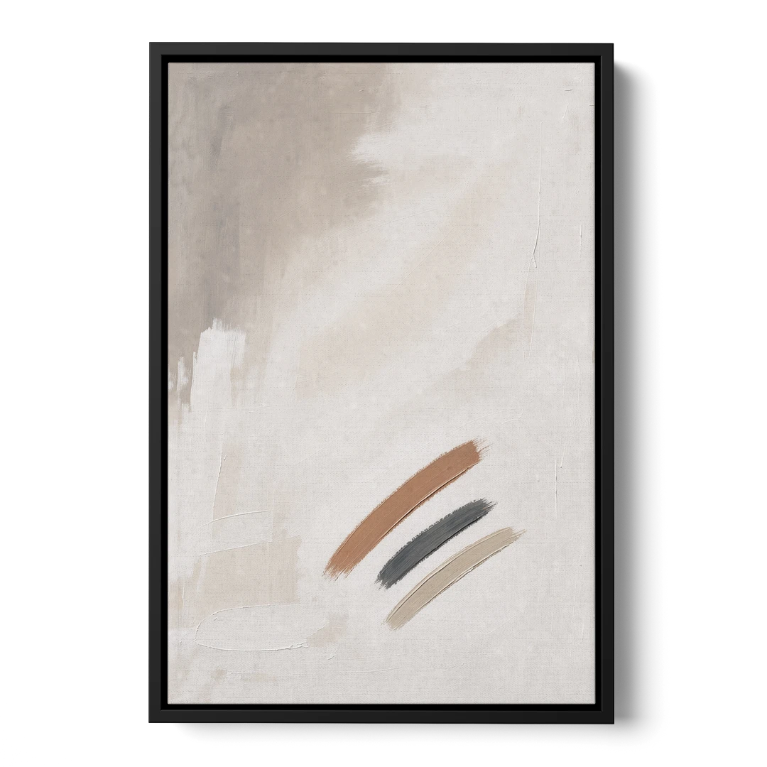 Brushstroke Wall Art Trio on Chalk White - Black Framed Canvas Wall Art - Front