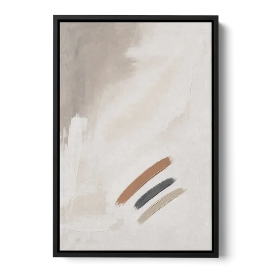 Brushstroke Wall Art Trio on Chalk White - Black Framed Canvas Wall Art - Front