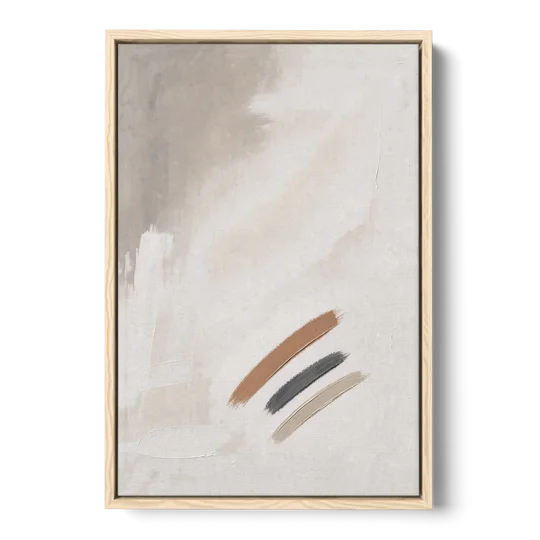 Brushstroke Wall Art Trio on Chalk White - Oak Framed Canvas Wall Art - Front