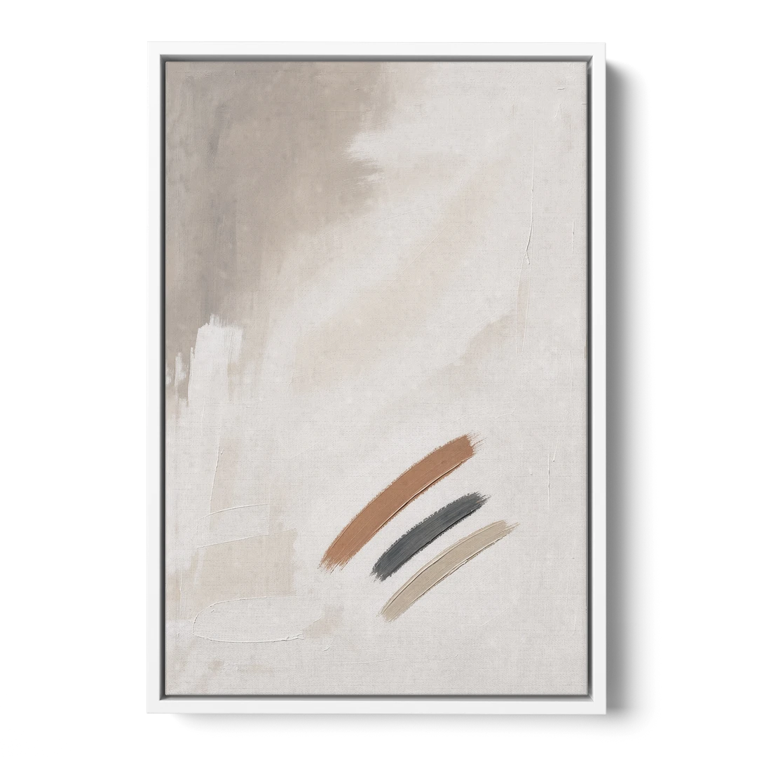 Brushstroke Wall Art Trio on Chalk White - White Framed Canvas Wall Art - Front